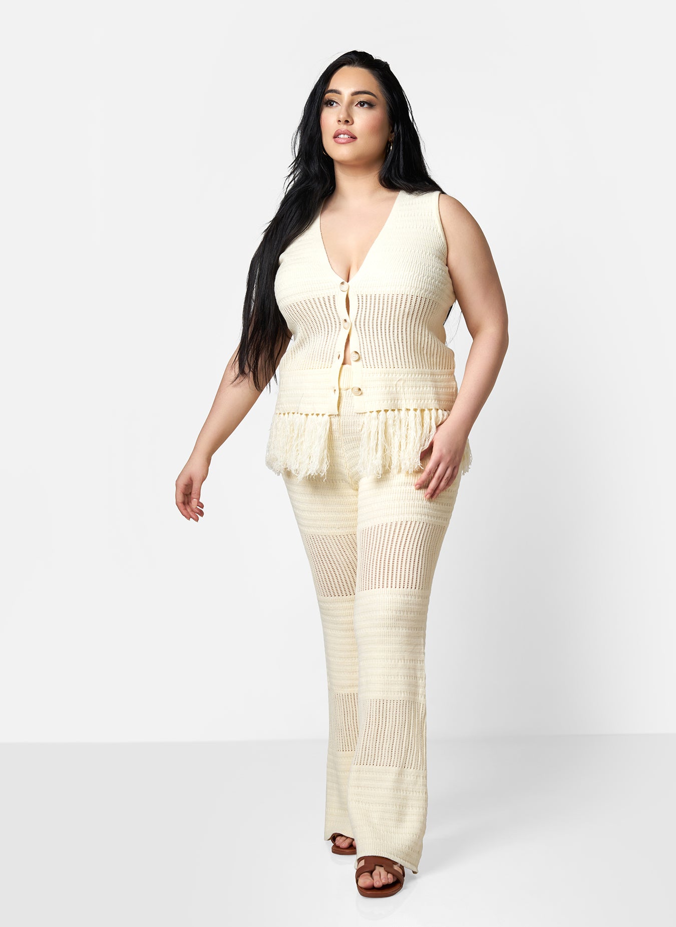 Aisha Knit Oversized Vest - Ivory