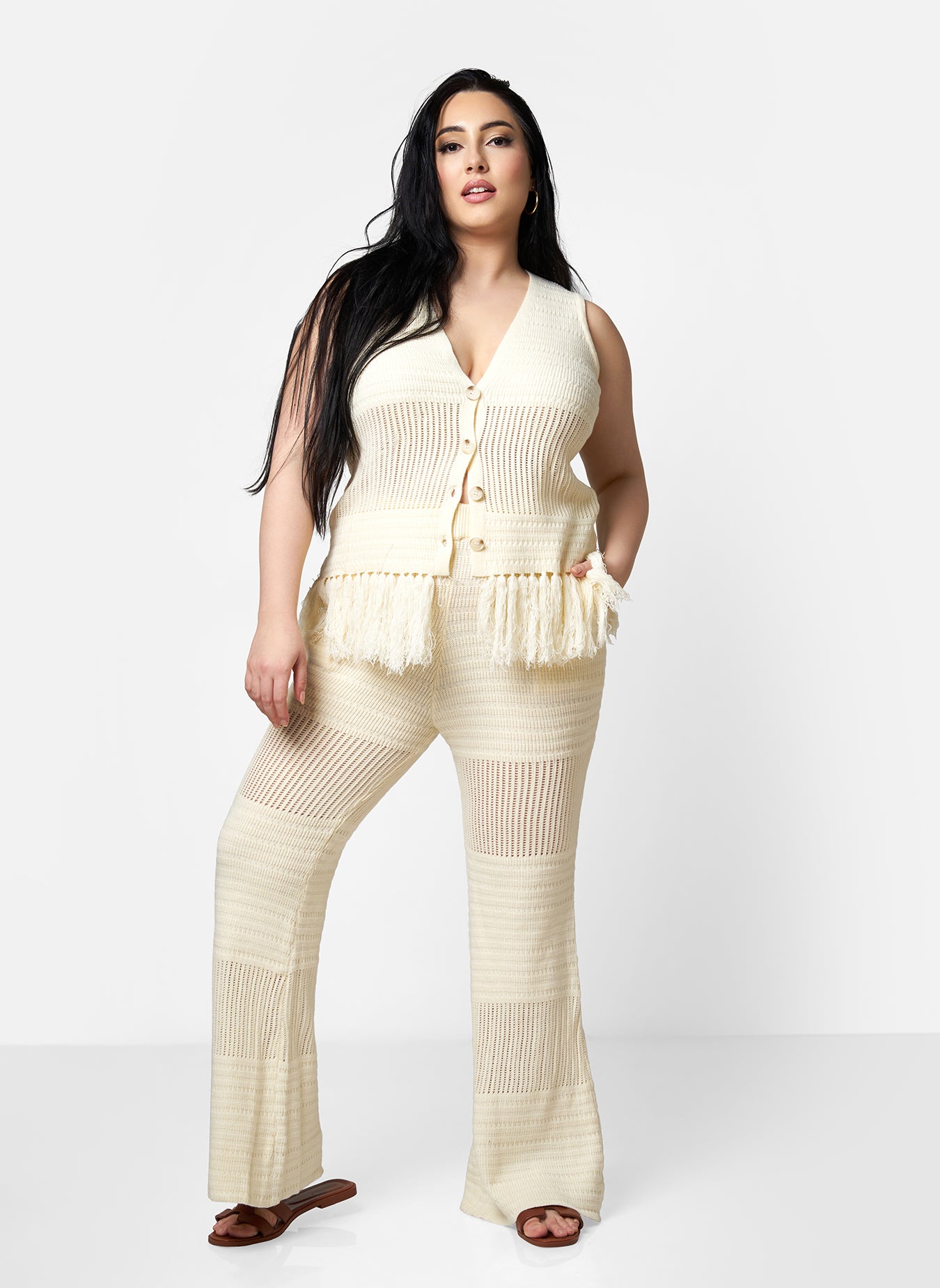 Aisha Knit Oversized Vest - Ivory