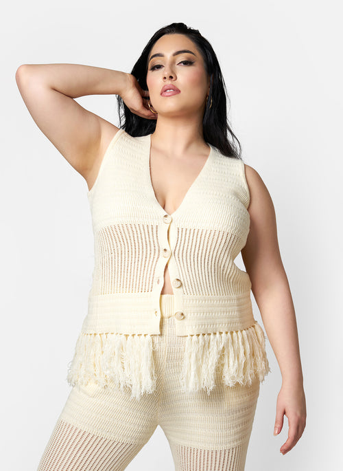 Aisha Knit Oversized Vest - Ivory