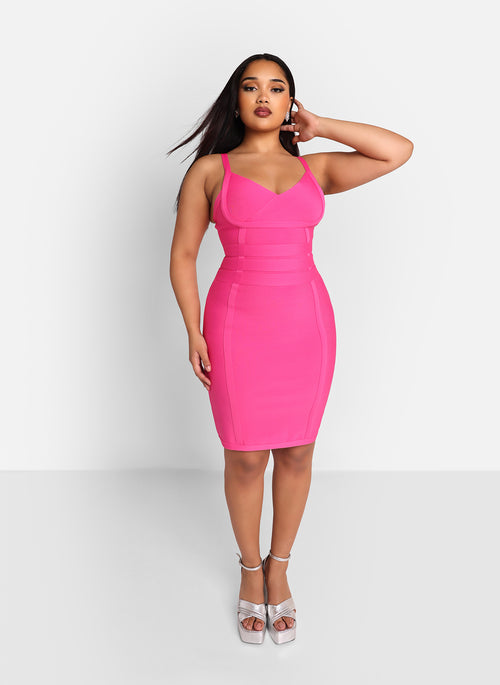 Amorette Bandage Mini Bodycon Dress - Magenta