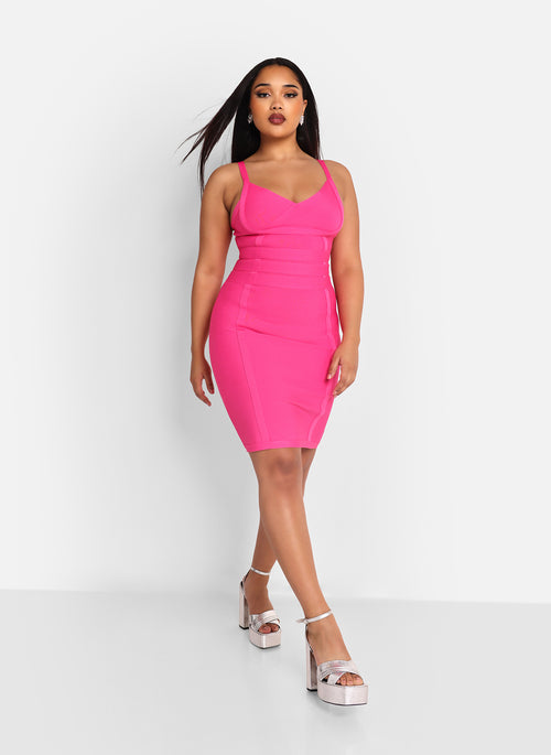 Amorette Bandage Mini Bodycon Dress - Magenta