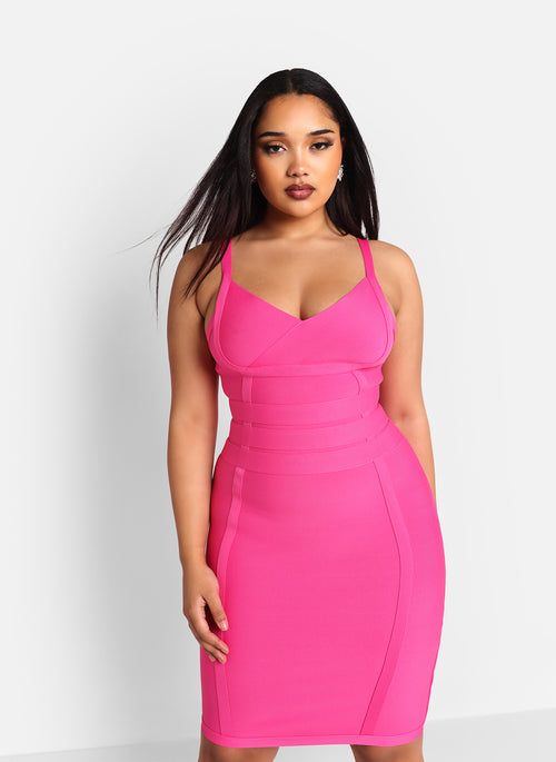 Amorette Bandage Mini Bodycon Dress - Magenta