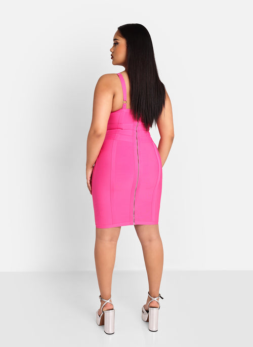 Amorette Bandage Mini Bodycon Dress - Magenta