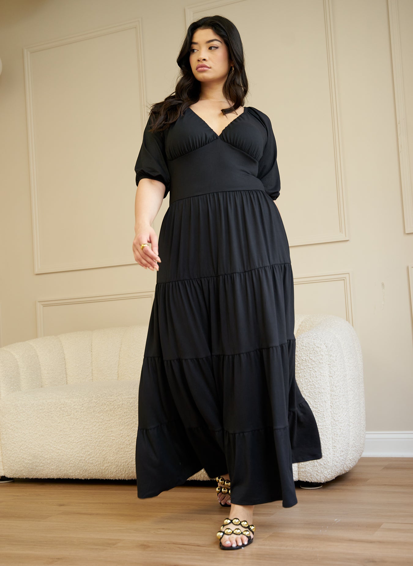 Rebdolls Women's Dream Of Me Tiered Maxi A Line Dress - Black - 3x Rebdolls Women's Dream Of Me Tiered Maxi A Line Dress - Black - 3x