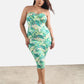 Avey Floral Strapless Bodycon Midi Dress