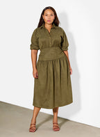 Beth Curdoroy Drop Waist Midi Dress