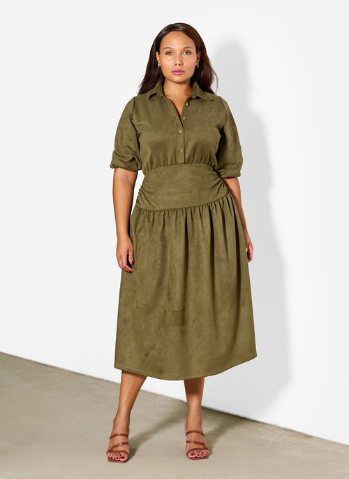 Beth Curdoroy Drop Waist Midi Dress