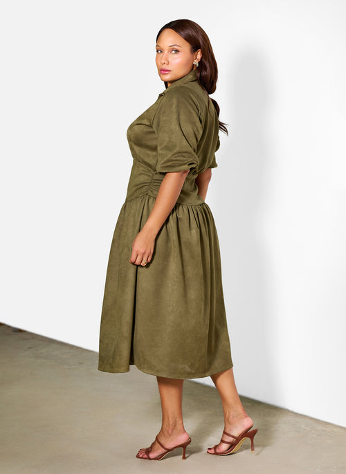 Beth Curdoroy Drop Waist Midi Dress