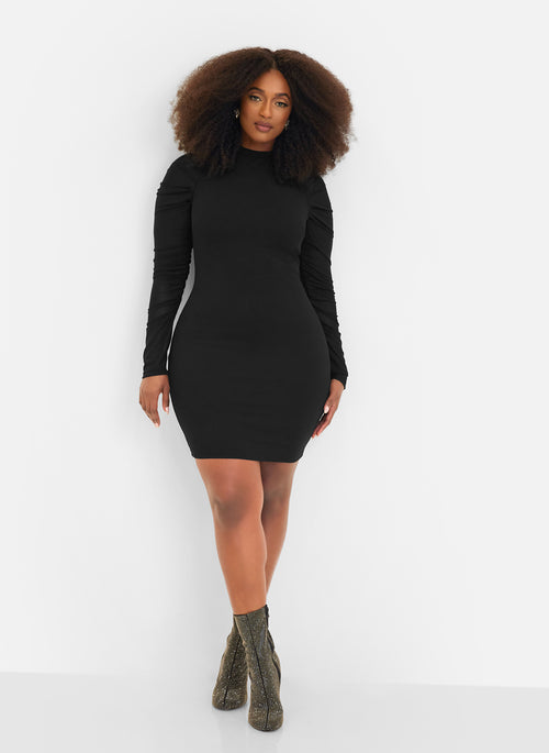 Believe Me Mesh Long Sleeve Mini Bodycon Dress