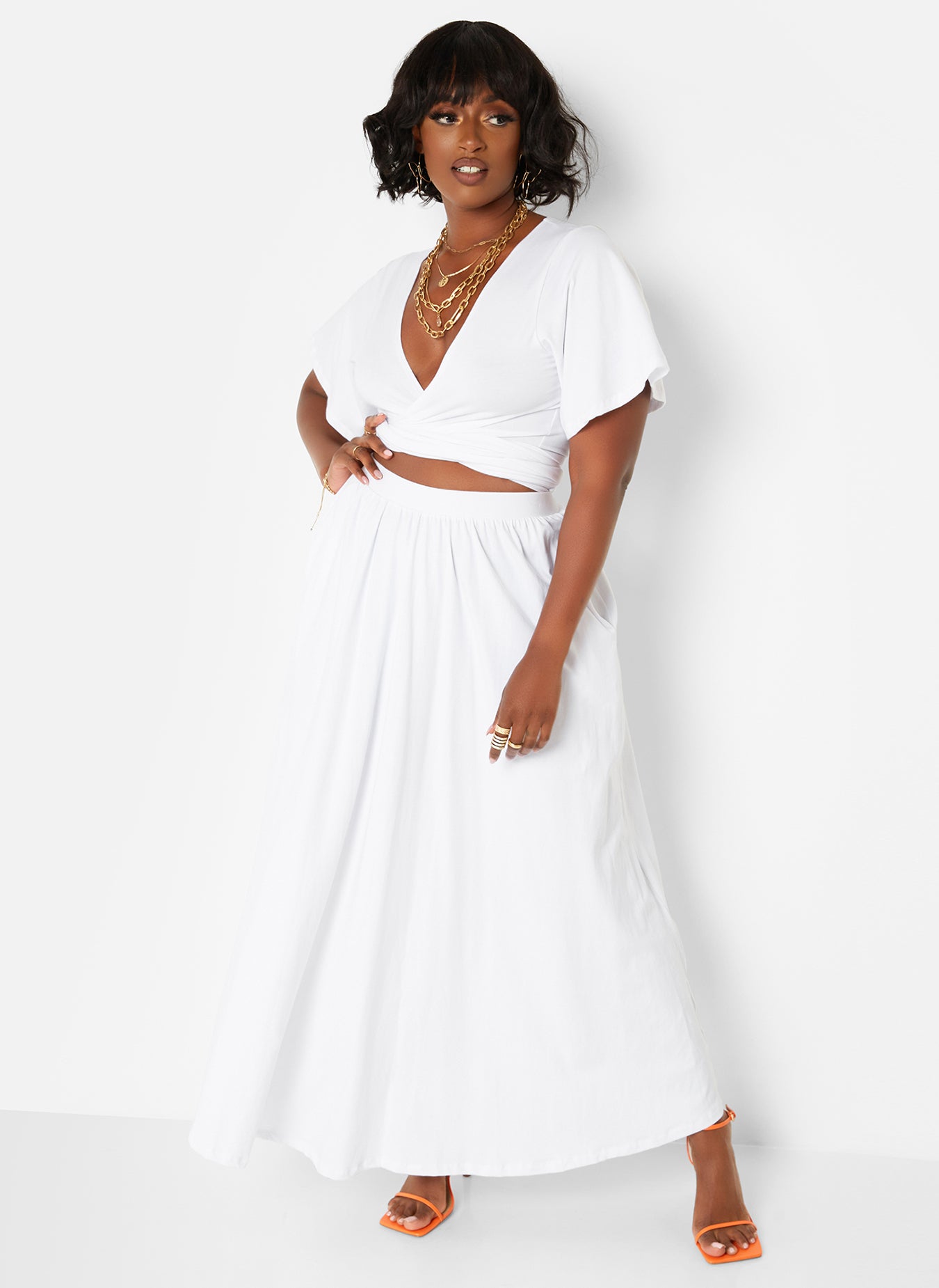 Big Risk Wrap Around Kimono Crop Top - White