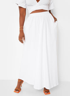 Big Risk  Skater Maxi Skirt w. Pockets - White