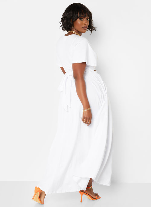 Big Risk  Skater Maxi Skirt w. Pockets - White