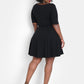 Essential Boat Neck Skater Mini Dress - Black