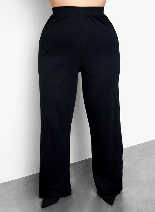 Booked & Busy Long Sleeve Tie Front Cardigan and High Waisted Pants Set