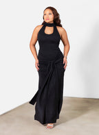 Brooklyn Sparkling Halter Maxi Gown W. Scarf