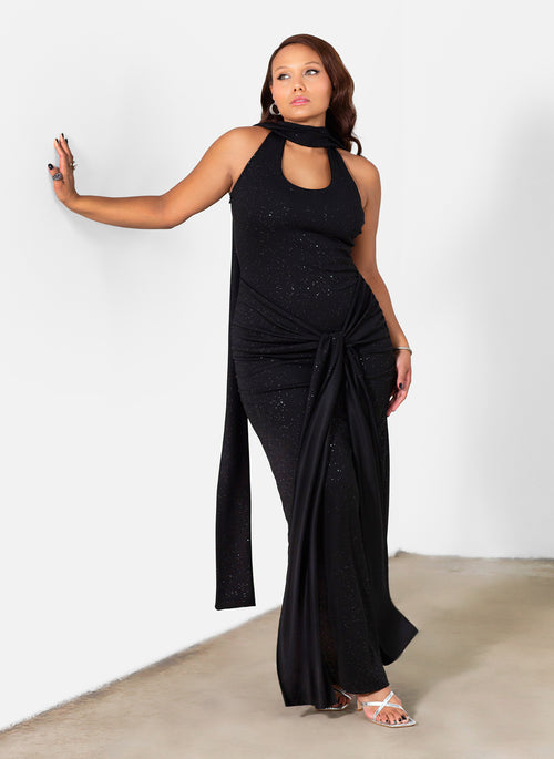 Brooklyn Sparkling Halter Maxi Gown W. Scarf