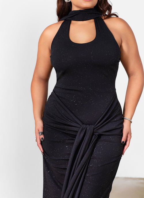 Brooklyn Sparkling Halter Maxi Gown W. Scarf