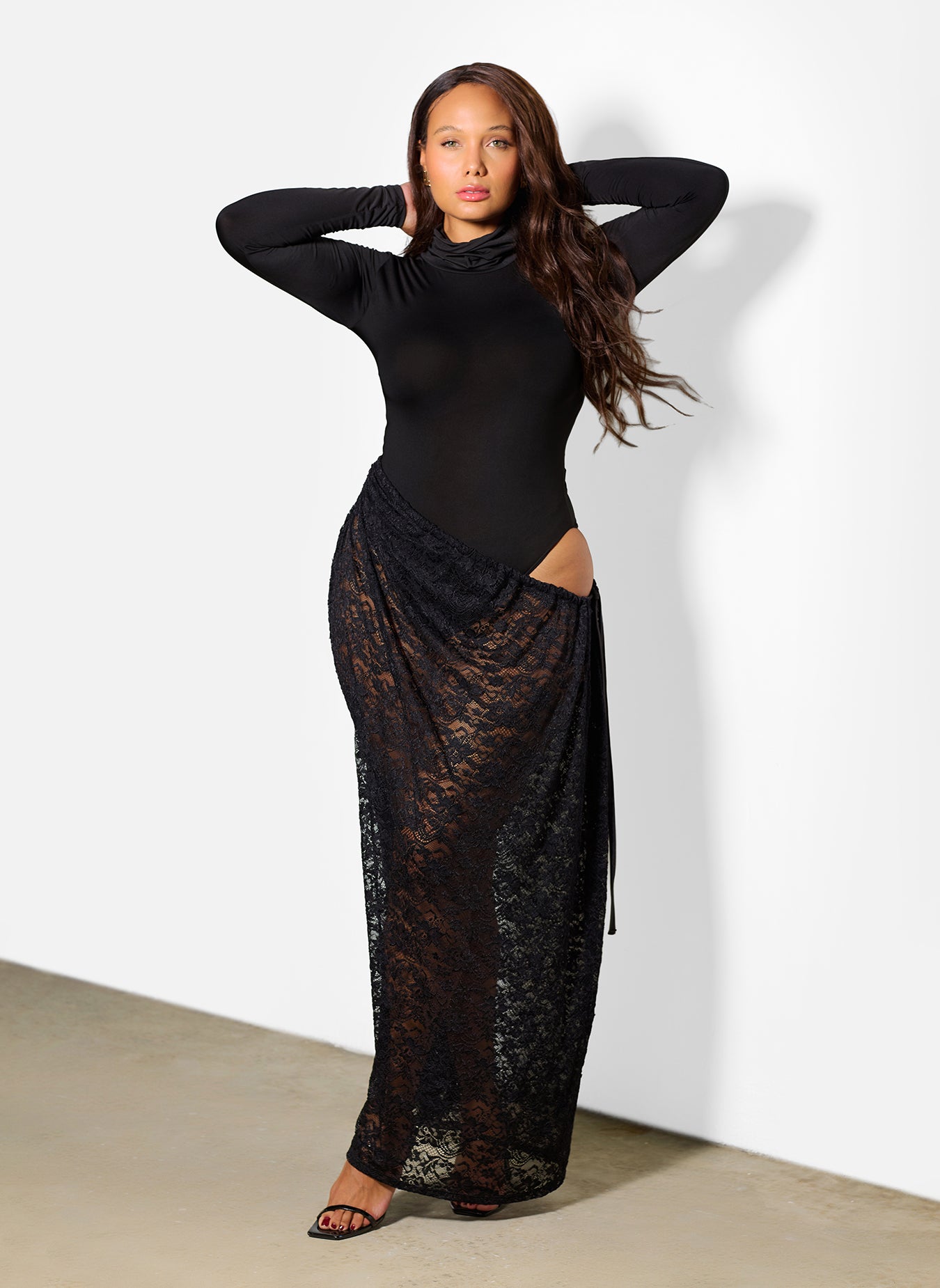 Catherina Dropped Lace Skirt Maxi Dress