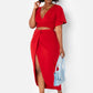Carmen Wrap Front Midi Bodycon Skirt