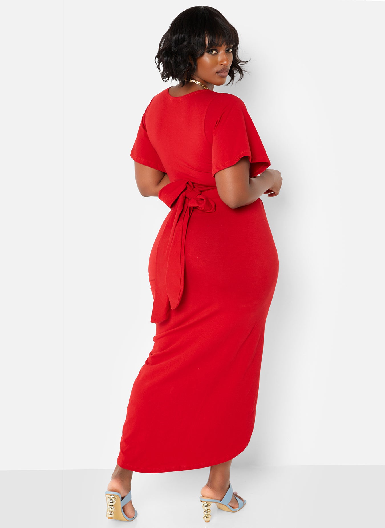 Carmen Wrap Front Midi Bodycon Skirt