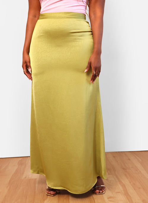 Celie Maxi Shift Skirt - Chartreuse