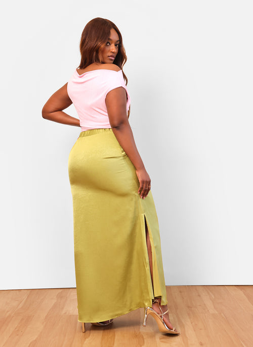 Celie Maxi Shift Skirt - Chartreuse