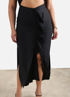 Christine Ruffled Cut-Out Maxi Dress - Black