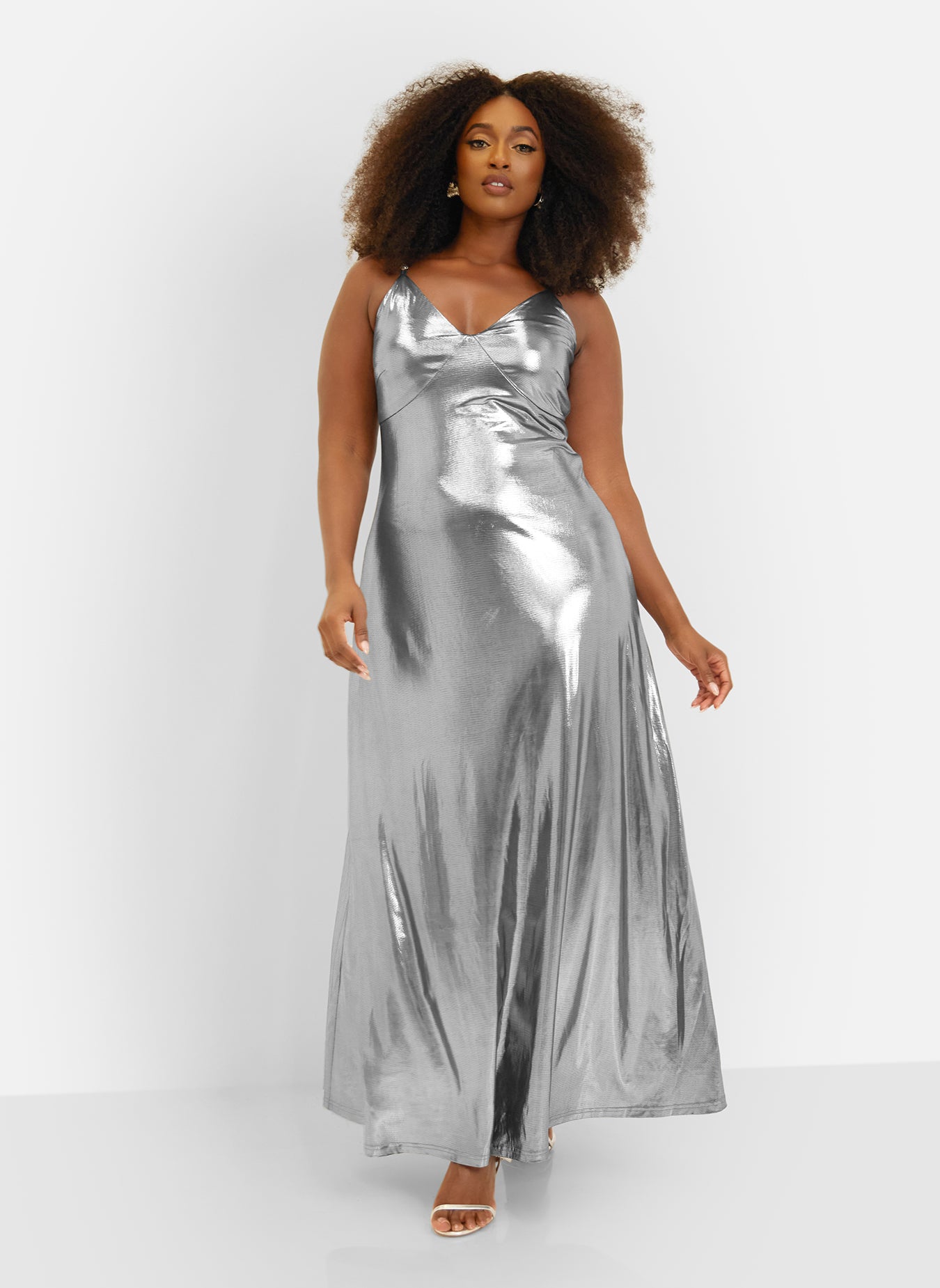 Silver maxi slip dress Clearance