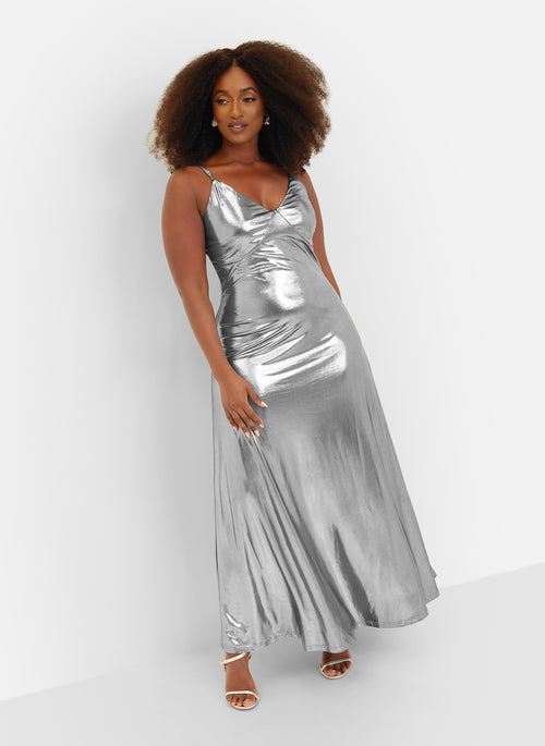 Cicely Liquid Metallic Maxi Slip Dress