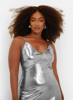 Cicely Liquid Metallic Maxi Slip Dress