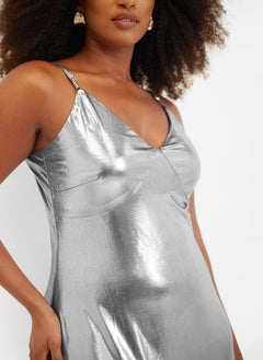 Cicely Liquid Metallic Maxi Slip Dress