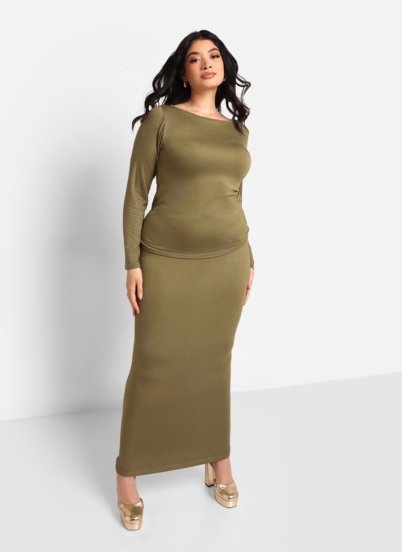 Claire Maxi Bodycon Skirt - Olive