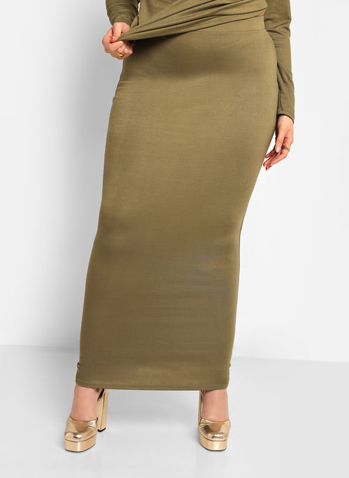 Claire Maxi Bodycon Skirt - Olive