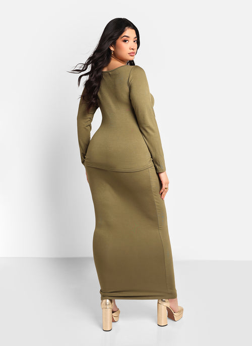 Claire Maxi Bodycon Skirt - Olive