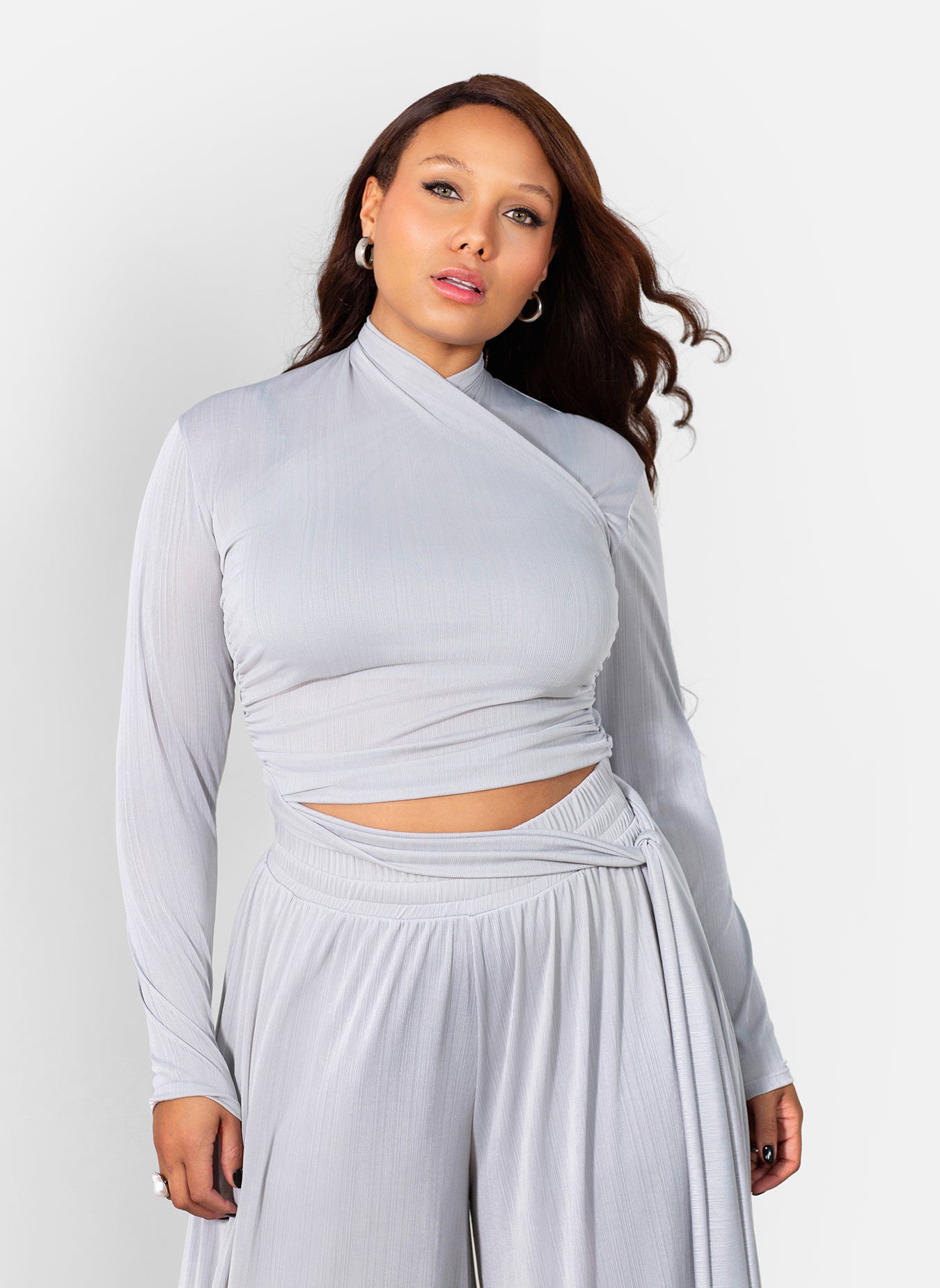 Claire Crossover Ruched Crop Top