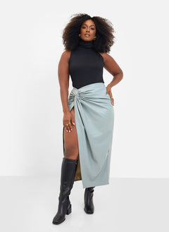 Connie Ribbed High Neck Full Length Top - Black