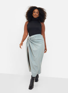 Connie Ribbed High Neck Full Length Top - Black