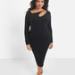 Corinne Keyhole Long Sleeve Midi Bodycon Dress