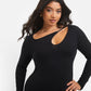 Corinne Keyhole Long Sleeve Midi Bodycon Dress