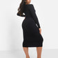 Corinne Keyhole Long Sleeve Midi Bodycon Dress
