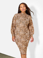 Daphne Leopard Bodycon Midi Dress