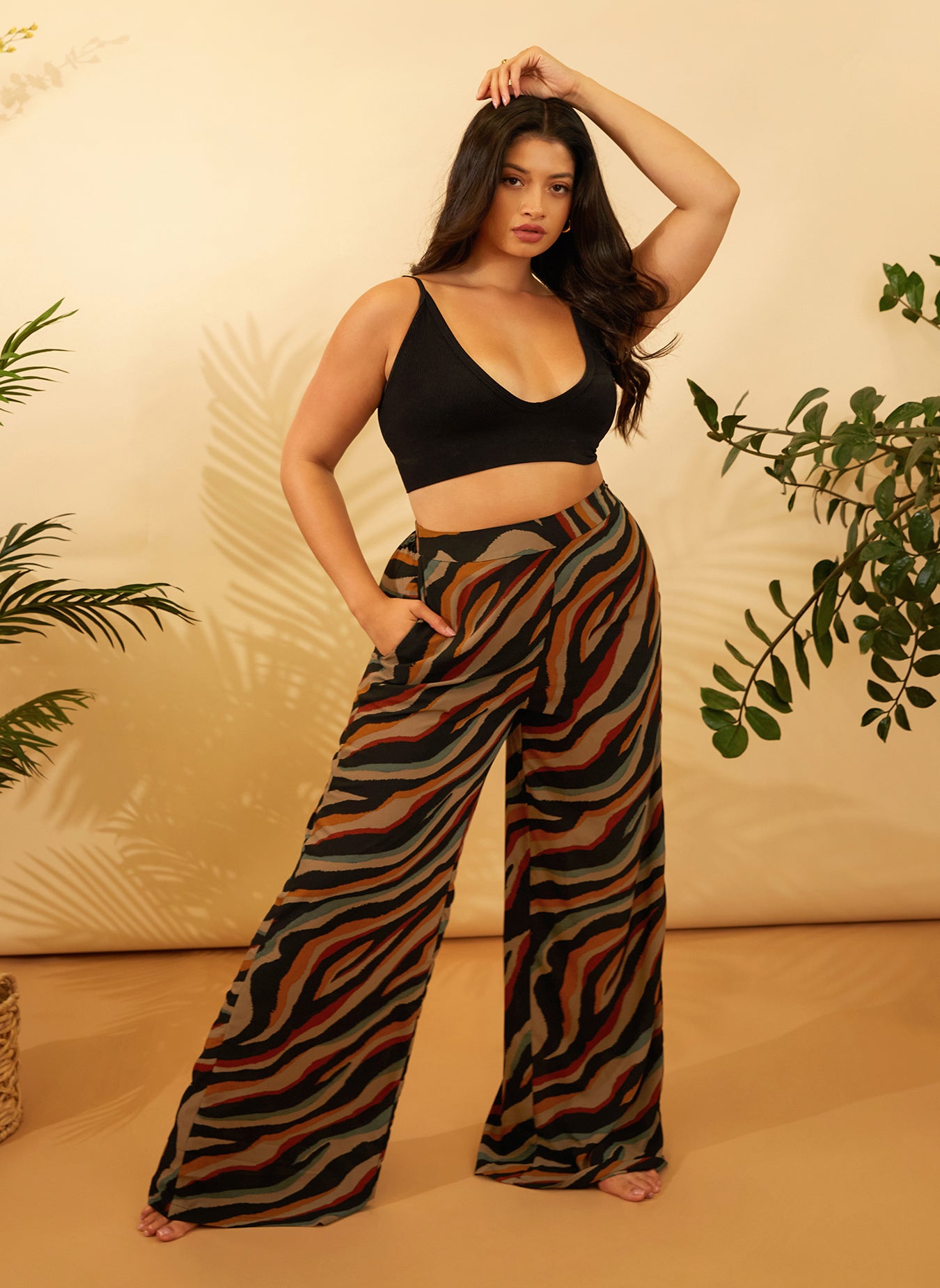 Buy Popwings Women Solid Zebra Printed Mid Rise Casual Black  White  Regular Fit Palazzo  Black and White Animal Zebra Print Trouser for Women  Online at Best Prices in India  JioMart