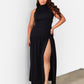 Denise High Slit Shiny Maxi Gown