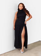 Denise High Slit Shiny Maxi Gown
