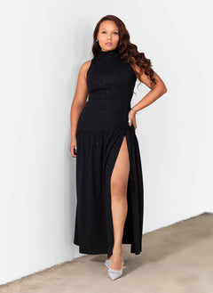 Denise High Slit Shiny Maxi Gown