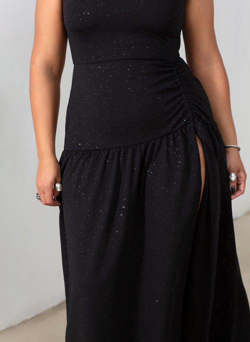 Denise High Slit Shiny Maxi Gown