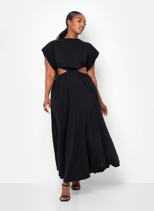 Desires Cut Out Maxi A Line Dress - Black