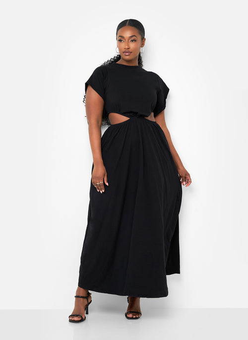 Desires Cut Out Maxi A Line Dress - Black