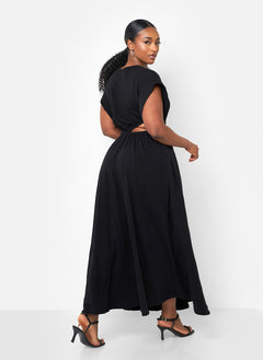 Desires Cut Out Maxi A Line Dress - Black