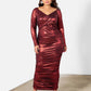 Destiny Shiny Ruched Bodycon Maxi Dress